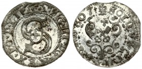 Latvia 1 Solidus 1607 Riga Sigismund III Waza (1587-1632). Averse: Large S monogram divides date. Averse Legend: SIG III D G REX PO D LI - SOLIDVS CIV...