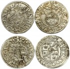 Latvia Riga 1/24 Thaler 1624 & Livonia 1648. Gustav II Adolf (1611–1632) & Christina (1632–1654) Averse: Crowned arms in inner circle. Reverse: Orb wi...