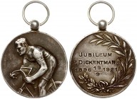 Latvia Medal Bicycle Race 1921. Jubileum P. Dicketman 1896.13/9.1921. Silver. Weight approx: 19.08g. Diameter: 35 mm.