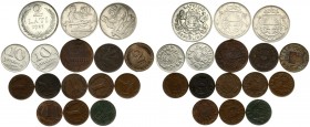 Latvia 1-50 Santimu & 2 Lati (1922-1939). Averse: National arms above ribbon divides date. Reverse: Value. Lot of 16 Coins