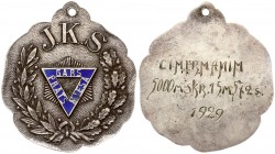 Latvia Medal 1929. J.K.S. GARS PRATS MIESA. Cimermanim 5000m. skr. 15m. 572s. 1929. Silver. Enamel. Weight approx: 14.90g. Diameter: 40 x 35 mm.