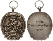Latvia Medal Bicycle Race 1930. 1e Pr. Cornellisen Beker 1930. Silver. Weight approx: 8.90g. Diameter: 31x28 mm.