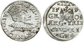 Latvia 3 Groszy 159? Riga Sigismund III Vasa(1587-1632). Averse: Crowned bust right. Reverse: Value and coat of arms over the city sign. Silver. Scrat...