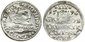 Latvia 3 Groszy 1596 Riga Sigismund III Vasa(1587-1632). Averse: Crowned bust right. Reverse: Value and coat of arms over the city sign. Silver. Iger ...