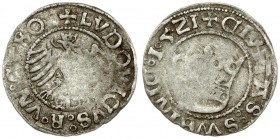 Poland 1/2 Grosz 1521 Silesia the city of Swidnica - Ludwik Jagiellonczyk (1516-1526); the king of Bohemia and Hungary; city grosz 1521. Swidnica. Sil...