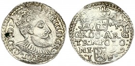 Poland 3 Groszy 1599 Olkusz. Sigismund III Vasa (1587-1632). Averse: Crowned bust right. Reverse: Value and armorial above legend; date and mintmaster...