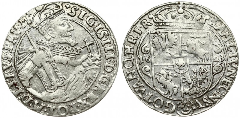 Poland 1 Ort 1623 Bydgoszcz. Sigismund III Vasa (1587-1632). Averse: Crowned hal...