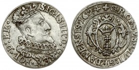 Poland Gdansk 1 Grosz 1624 Sigismund III Vaza(1587–1632). Averse: Crowned bust of Sigismund III right. Reverse: Oval arms in inner circle; date in leg...
