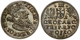 Poland 3 Groszy 1624 Krakow. Sigismund III Vaza(1587–1632). Averse: Crowned bust right. Reverse: Value and armorial above legend; date and mintmaster ...