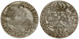 Poland 6 Groszy 1627 Krakow. Sigismund III Vasa (1587-1632). Averse: Crowned bust right. Reverse: Crown above three shields. Silver. KM 42