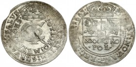 Poland 1 Zloty (tymf) 1663 AT Krakow. John II Casimir Vasa(1648-1668). Averse: Crowned monogram. Reverse: Crowned shield; XXX GRO on shield. (METALLO ...