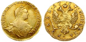 Russia 1 Rouble 1756 Elizabeth (1741-1762). Averse: Crowned bust right. Reverse: Crown above crowned double-headed eagle; shield on breast. Gold. Edge...