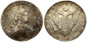 Russia 1 Rouble 1785 СПБ-ЯА St. Petersburg. Catherine II (1762-1796). Averse: Crowned bust right. Reverse: Crown above crowned double-headed eagle shi...
