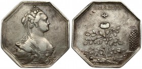 Russia Medal ND (1793). By T. Ivanov/S. Yudin. Catherine II (1762-96). Octagonal. Averse: Bust of Catherine II right; with engravers initials below tr...