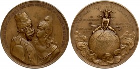 Russia Satirical Copper Medal on Russian-French Friendship 1897. Averse: SOURCE OF THE MEMORABLE DAYS OF PARIS OCTOBER 1896 ST. PETERSBURG AUGUST 1897...