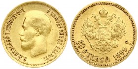 Russia 10 Roubles 1899 ФЗ St. Petersburg. Nicholas II (1894-1917). Averse: Head right. Reverse: Crowned double imperial eagle ribbons on crown. Small ...