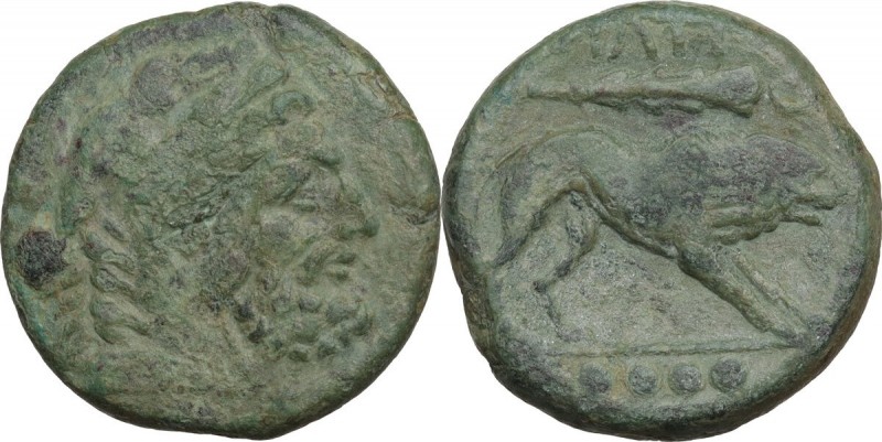 Greek Italy. Northern Apulia, Teate. AE Triens, circa 225-200 BC. Obv. Bearded h...