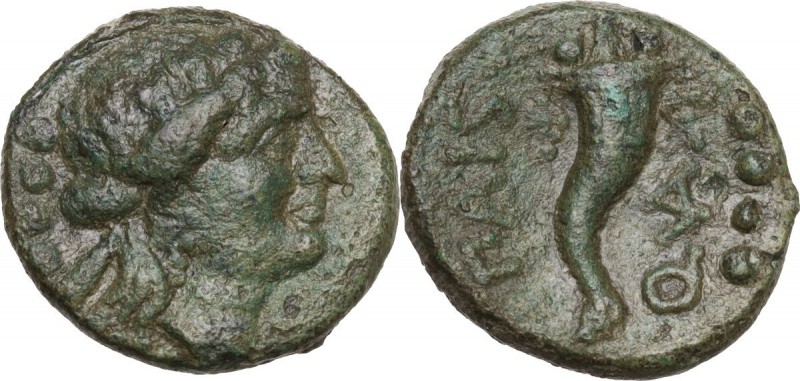 Greek Italy. Lucania, Poseidonia-Paestum. AE Triens, 264-241 BC. Obv. Female hea...
