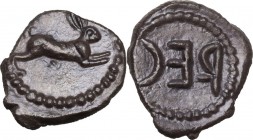 Greek Italy. Bruttium, Rhegion. Anaxilas Tyrant (c. 494/3-462/1 BC). AR Litra. Struck circa 480-462/1 BC. Obv. Hare springing right. Rev. Large REC re...