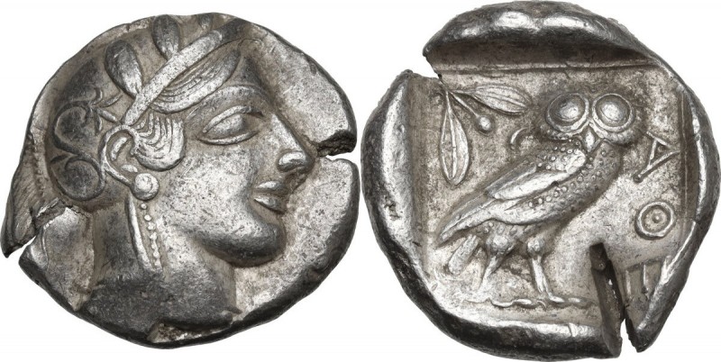 Continental Greece. Attica, Athens. AR Tetradrachm, c. 454-404 BC. Obv. Helmeted...