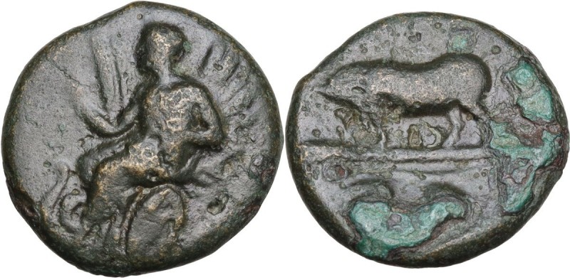Continental Greece. Attica, Athens. AE 17 mm, circa 340-335 BC. Obv. Triptolemos...