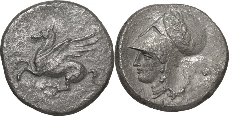 Continental Greece. Corinthia, Corinth. AR Stater, 375-300 BC. Obv. Pegasus flyi...