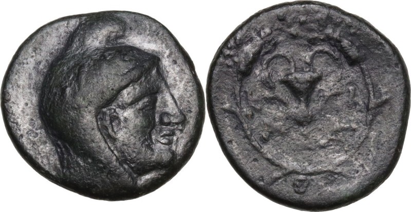 Greek Asia. Bithynia, Kios. AE 14 mm. Circa 3rd century BC. Obv. Head of Mithras...