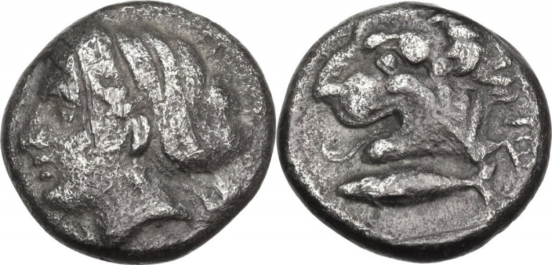 Greek Asia. Mysia, Kyzikos. Drachm, circa 341/0-300 BC. Obv. Head of Kore Soteir...