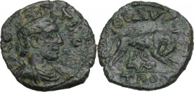 Greek Asia. Troas, Alexandria Troas. Pseudo-autonomous issue. AE 21.5 mm. Mid 3rd century AD. Obv. Turreted and draped bust of Tyche right; standard b...