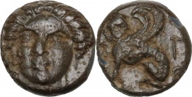 Greek Asia. Troas, Gergis. AE 9 mm, 350-300 BC. Obv. Head of the Sibyl Herophile facing slightly leftt. Rev. Sphinx seated left. SNG Cop. 337; SNG von...
