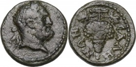 Greek Asia. Lydia, Sala. Imperial times. AE 15 mm, 2nd century AD. Obv. Head of Herakles right, laureate. Rev. Bunch of grapes. SNG Cop. 433-434. AE. ...