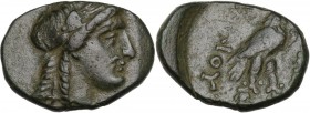 Greek Asia. Syria, Seleucid Kings. Achaios (Usurper, 220-214 BC). AE 17.5 mm. Sardes mint. Obv. Laureate head of Apollo right. Rev. Eagle standing rig...