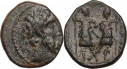 Greek Asia. Coele-Syria, Chalkis ad Libanon. Ptolemaios (Tetrarch and Archiereus, 85-40 BC). AE 20 mm. Obv. Laureate head of Zeus right. Rev. The Dios...