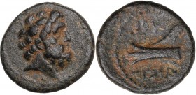 Greek Asia. Phoenicia, Arados. AE 16 mm. Circa 137-51 BC. Obv. Laureate head of Zeus right. Rev. Prow left. SNG Cop. 36-44; HGC 10, 88. AE. 3.35 g. 16...