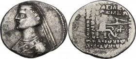 Greek Asia. Kings of Parthia. Mithradates IV (c. 57 - 53 BC). AR Drachm, Ekbatana mint. Obv. Diademed bust left, with close beard, spiral necklace and...