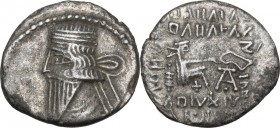 Greek Asia. Kings of Parthia. Pakoros (78-120). AR Drachm, Ekbatana mint. Obv. Diademed and draped bust left. Rev. Archer (Arsakes I) seated right on ...