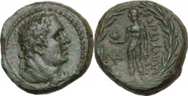 Greek Asia. Persia, Sardeis. AE 16 mm, 2nd-1st century BC. Obv. Bust of Herakles right, laureate, lion's skin around neck. Rev. Apollo standing left, ...
