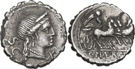C. Naevius Balbus. AR Denarius, 79 BC. Obv. Head of Venus right, diademed. Rev. Victory in triga right, holding reins. Cr. 382/1a; B. 6. AR. 3.30 g. 1...