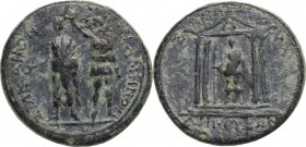 Augustus (27 BC - 14 AD). AE 19 mm, Mysia, Pergamum, M. Plautius Silvanus proconsul and Demophon, grammateus. Obv. Togate figure standing facing and h...