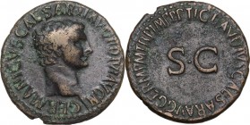 Germanicus (died 19 AD). AE As. Struck under Claudius, 50-54 AD. Obv. Bare head of Germanicus right. Rev. Legend around large SC. RIC I (2nd ed.) (Cla...
