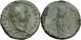 Titus as Caesar (69-79). AE As, 72 AD. Obv. Head right, laureate. Rev. Aequitas standing left, holding scales and rod. RIC II-p. 1 (2nd ed.) (Vesp.) 4...