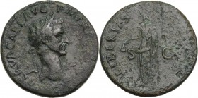 Nerva (96-98). AE Sestertius. Struck 96 AD. Obv. Laureate head right. Rev. Libertas standing left, holding pileus and vindicta. RIC II 64. AE. 23.55 g...