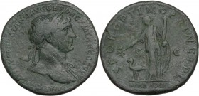 Trajan (98-117 AD). AE Sestertius, 103-111 AD. Obv. Laureate bust right, slight drapery on left shoulder. Rev. Arabia standing left, holding branch an...