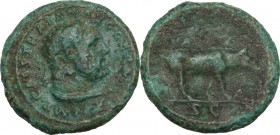 Trajan (98-117). AE Quadrans. Obv. Diademed bust of Hercules right, wearing lion's skin. Rev. Boar standing right. RIC II 702. AE. 2.59 g. 16.50 mm. V...