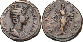Julia Mamaea, mother of Severus Alexander (died 235 AD). AE Sestertius. Struck under Severus Alexander. Obv. Diademed and draped bust right. Rev. Venu...
