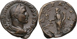 Philip I (244-249). AE Sestertius, 244-249 AD. Obv. Laureate, draped and cuirassed bust right. Rev. Aequitas standing left, holding scales and cornuco...