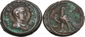 Philip II (244-249). BI Tetradrachm, Alexandria mint, RY 3 (245/6 AD). Obv. Bareheaded, draped, and cuirassed bust right. Rev. Eagle standing left, he...