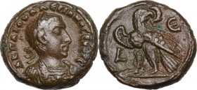 Valerian I (253-260). BI Tetradrachm, Alexandria mint, Year 5 (257/8 AD). Obv. Laureate and cuirassed bust right. Rev. Eagle standing left, head right...