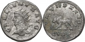 Gallienus (253-268). BI Antoninianus. Antioch mint, 264/5 AD. Obv. Radiate head left. Rev. Lion advancing left, bucranium before; CVIPP in exergue. RI...