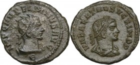 Aurelian (270-275). BI Antoninanus. Antioch mint. Obv. Bust of Aurelian right, radiate, cuirassed. Rev. Bust of Vabalathus right, laureate, draped, cu...